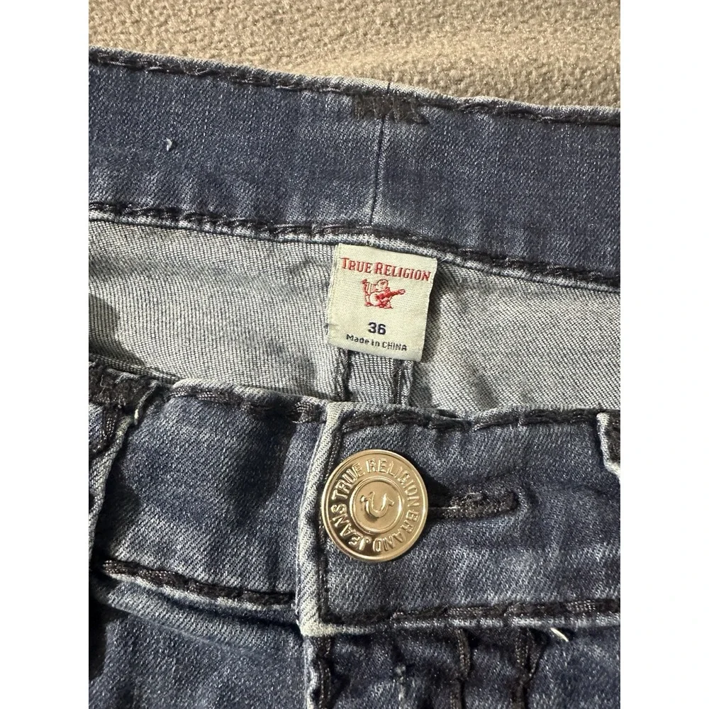 True Religion Rocco Relaxed Skinny Jeans Men's Size 36 Whiskered Denim Stretch